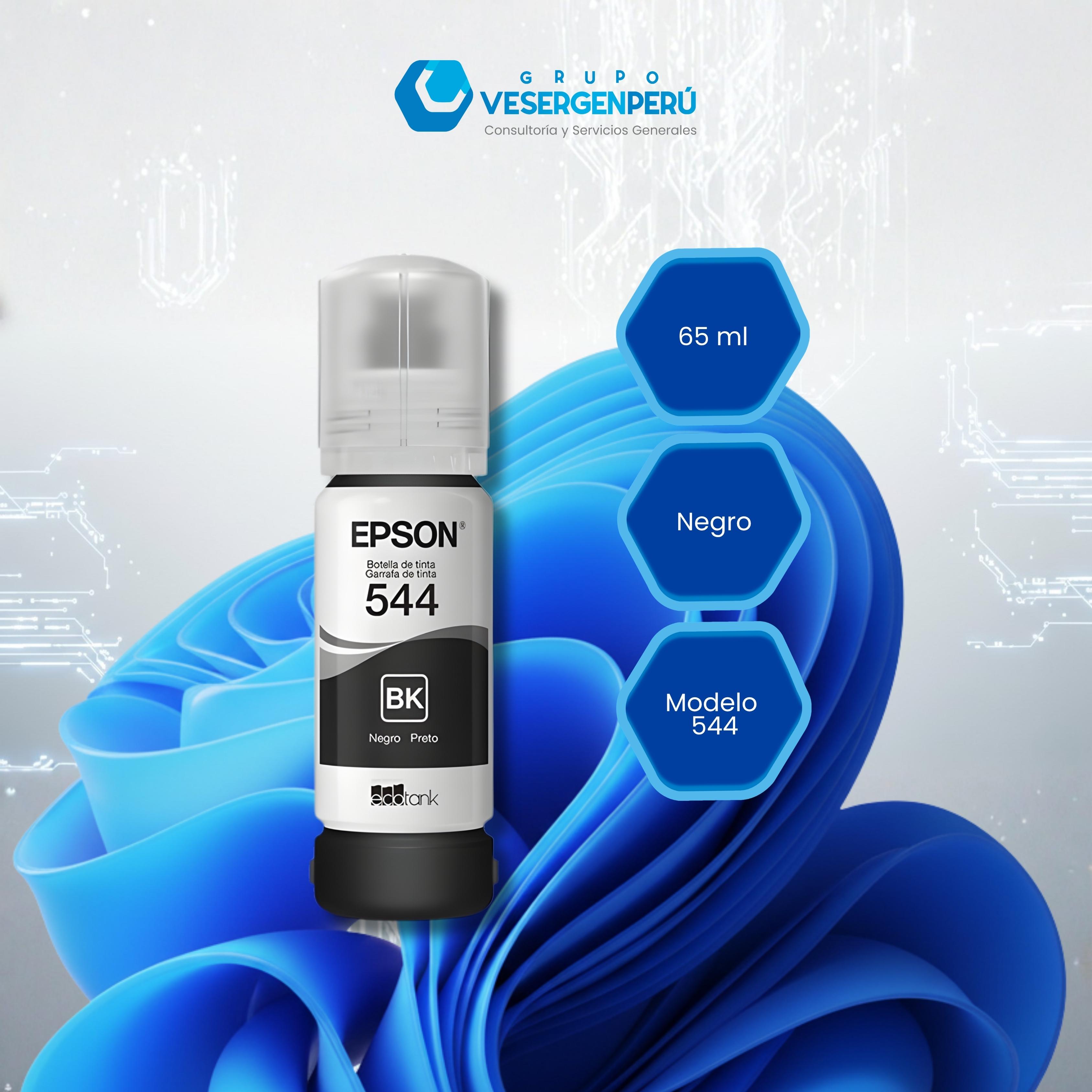 Botella de tinta EPSON T544120-AL, color Negro, contenido 65ml.