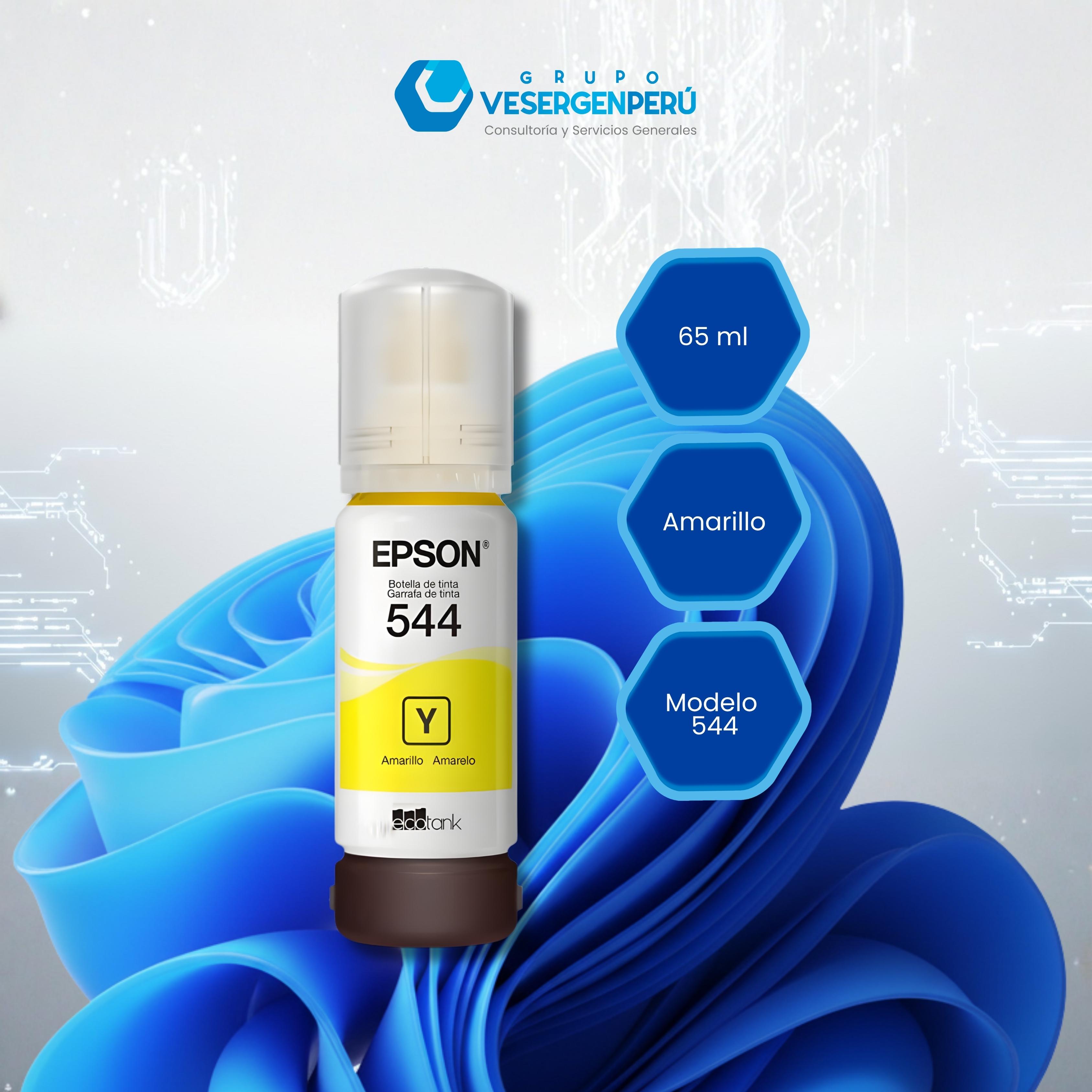 Botella de tinta EPSON T544420-AL, color Amarillo, contenido 65ml.