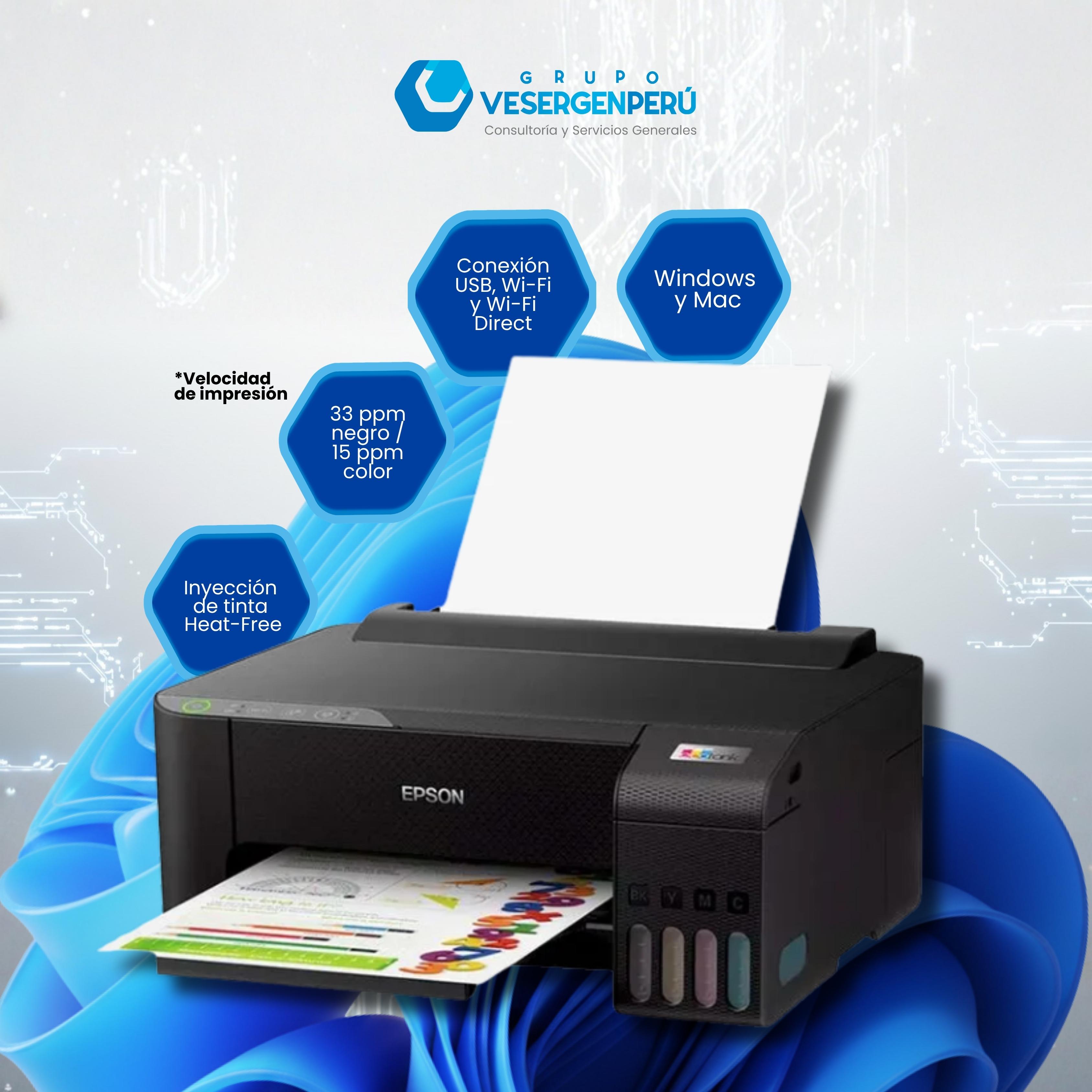 Impresora de tinta Epson EcoTank L1250, Imprime / Inalambrica / USB de alta velocidad