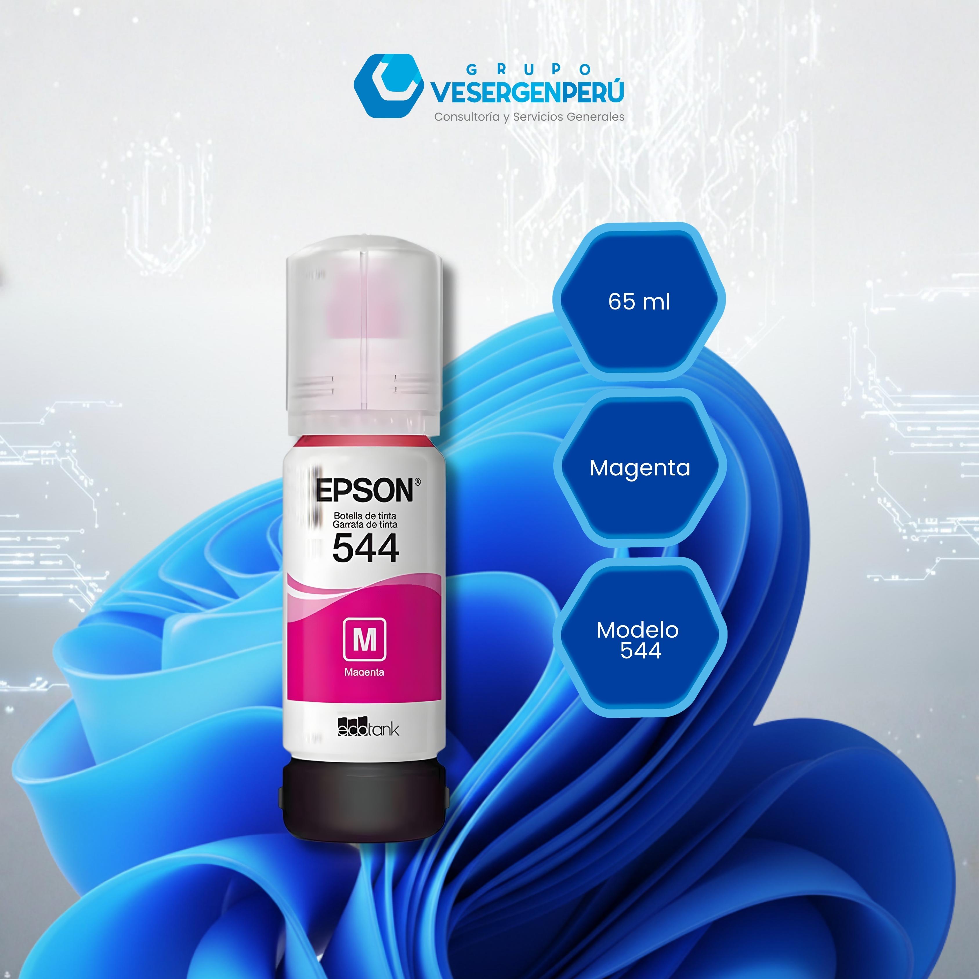 Botella de tinta EPSON T544320-AL, color magenta, contenido 65ml.