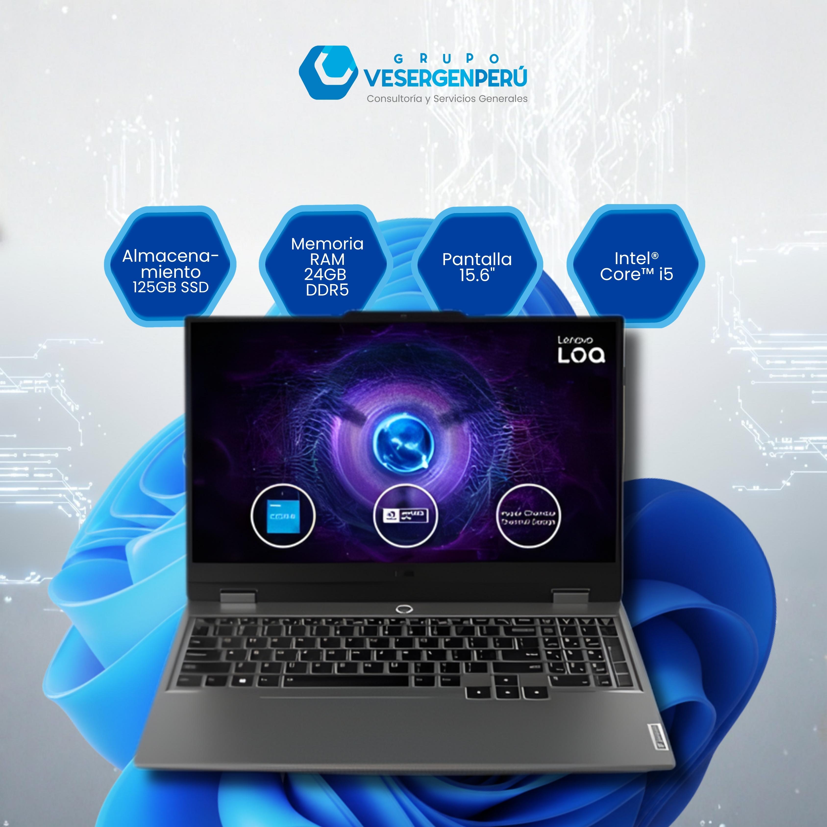 LAPTOP LENOVO LOQ 15IAX9 I5-12450HX/ 8GB/ SSD512GB/ 15.6 FHD/ GEFORCE RTX 3050 6GB