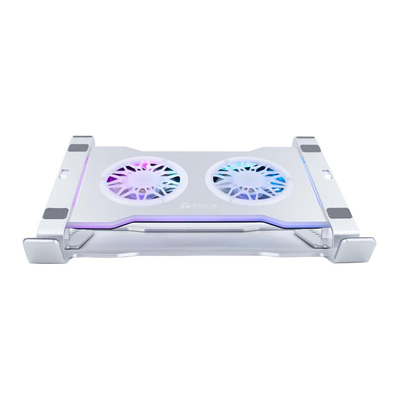 Cooler para notebook TEROS TE-7135N, soporta tablets y notebooks de 9" hasta 16", plateado